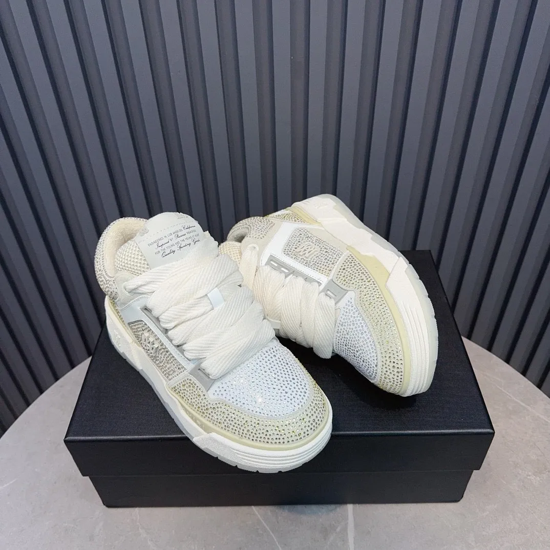 Men's men's shoes 💰800 AMIRI Amir Couple's new hot brick high street sneakers with bone sports shoes, toe-layer cowhide upper, upper side bones, purely hand-stitched, with good three-dimensional effect, customized metal LOGO, code number 35-44 (45, 46 customized)